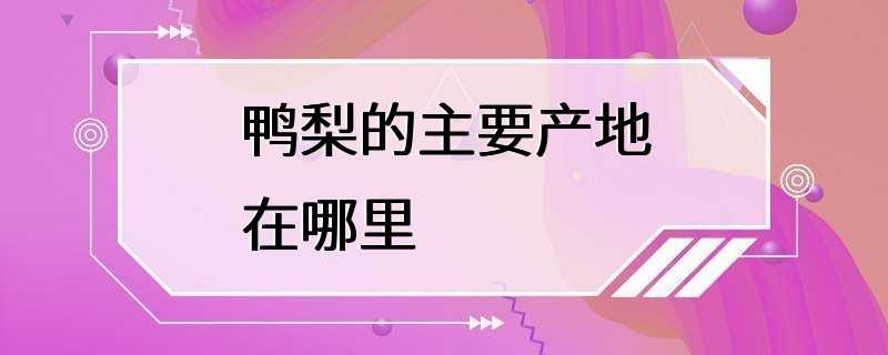 鸭梨的主要产地在哪里