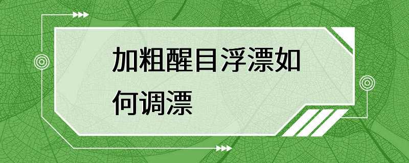 加粗醒目浮漂如何调漂