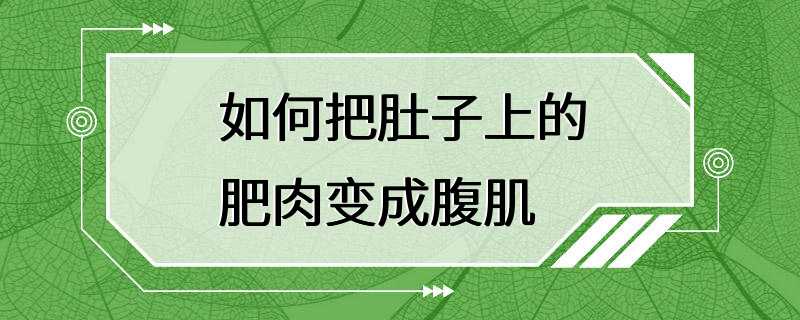 如何把肚子上的肥肉变成腹肌