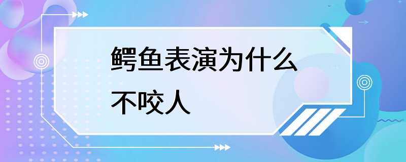 鳄鱼表演为什么不咬人