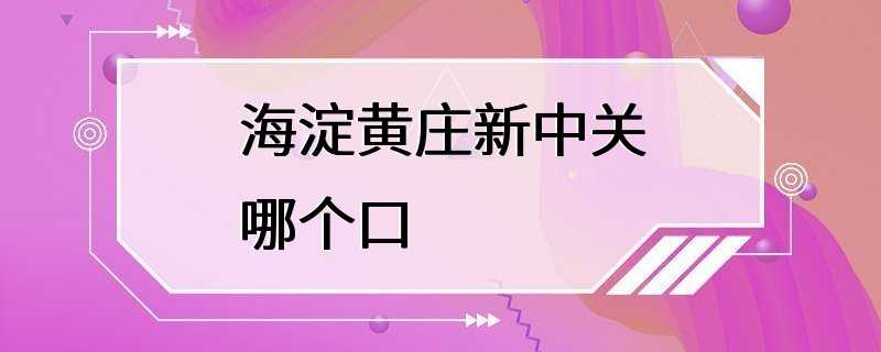 海淀黄庄新中关哪个口