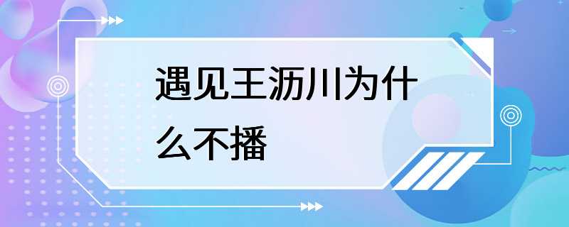 遇见王沥川为什么不播