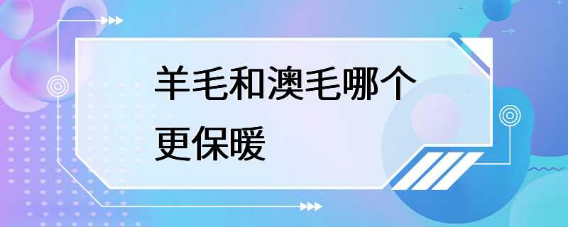 羊毛和澳毛哪个更保暖