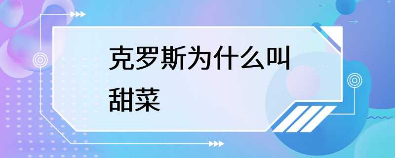 克罗斯为什么叫甜菜