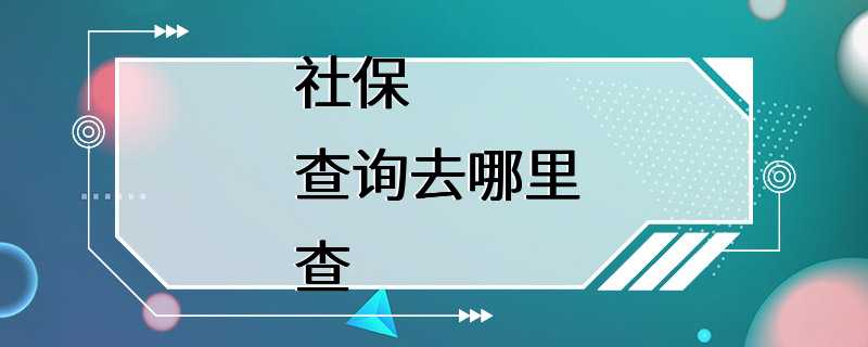 社保查询去哪里查