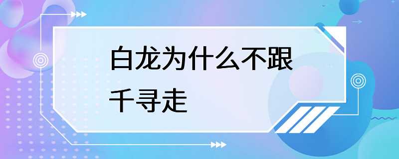 白龙为什么不跟千寻走