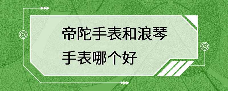 帝陀手表和浪琴手表哪个好