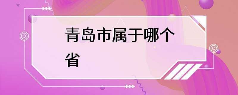 青岛市属于哪个省