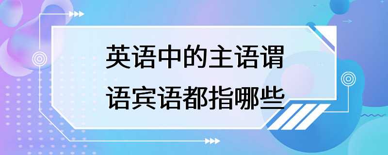 英语中的主语谓语宾语都指哪些