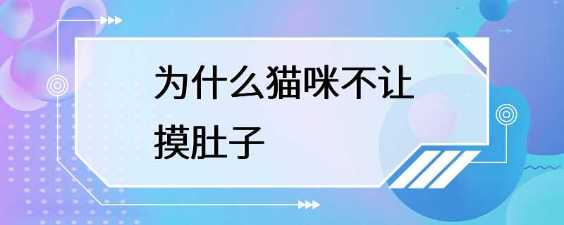 为什么猫咪不让摸肚子