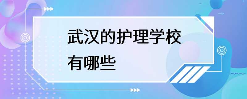 武汉的护理学校有哪些