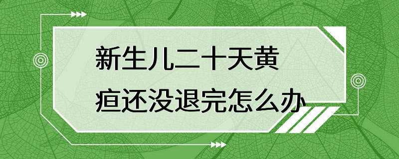 新生儿二十天黄疸还没退完怎么办