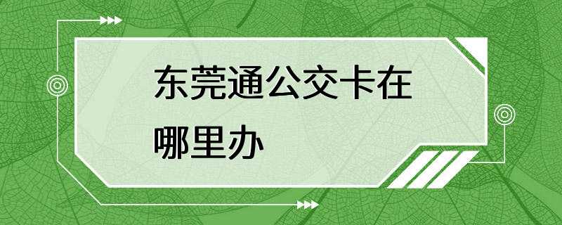 东莞通公交卡在哪里办