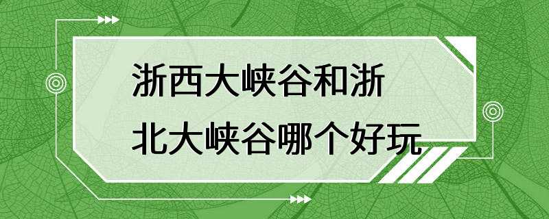 浙西大峡谷和浙北大峡谷哪个好玩