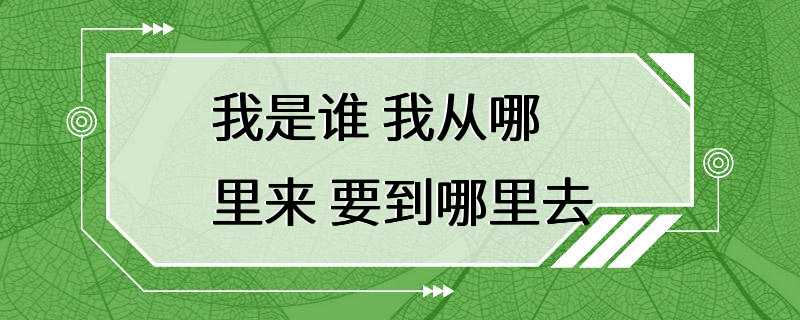 我是谁 我从哪里来 要到哪里去