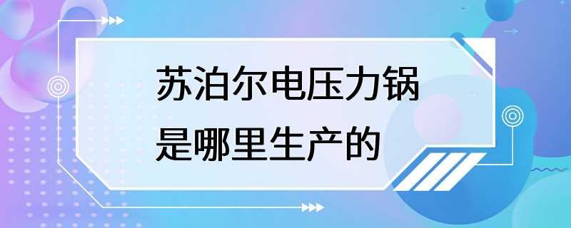 苏泊尔电压力锅是哪里生产的