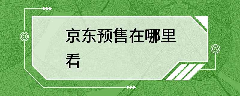 京东预售在哪里看