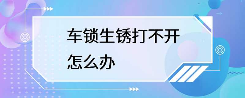 车锁生锈打不开怎么办