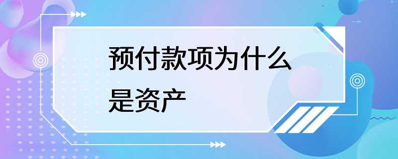 预付款项为什么是资产