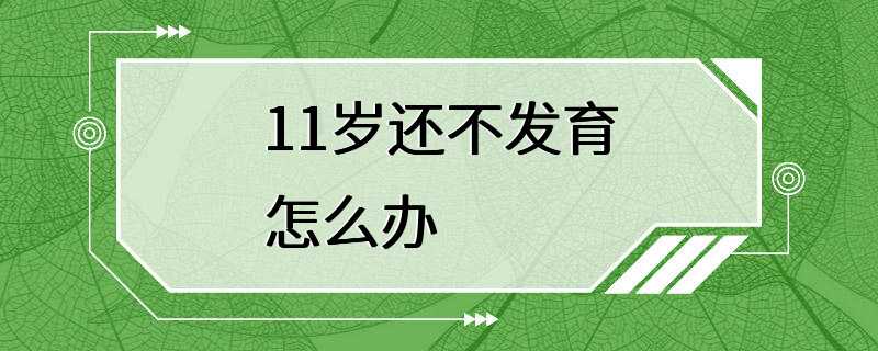 11岁还不发育怎么办