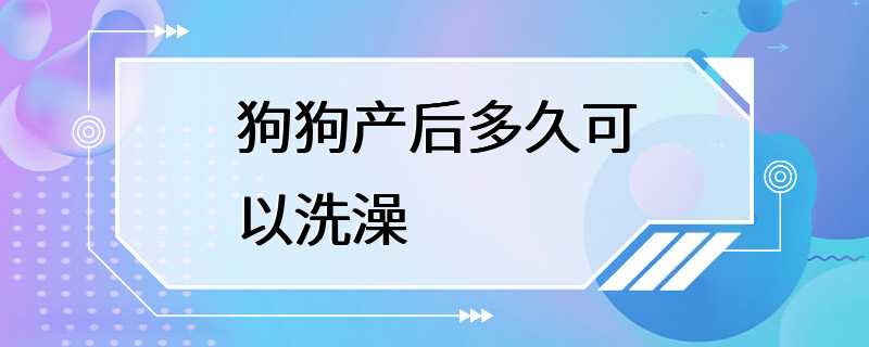 狗狗产后多久可以洗澡