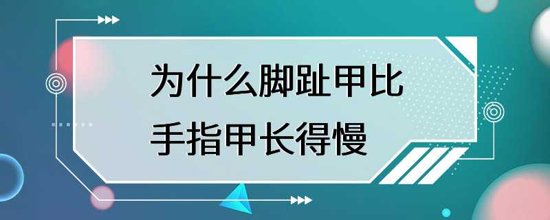 为什么脚趾甲比手指甲长得慢