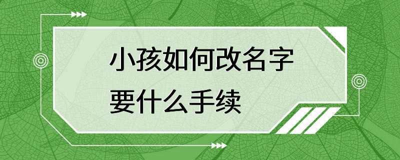 小孩如何改名字要什么手续