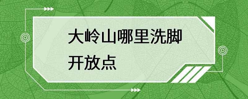 大岭山哪里洗脚开放点