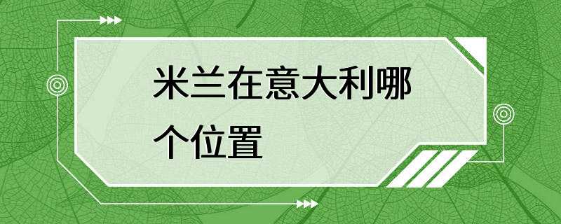 米兰在意大利哪个位置