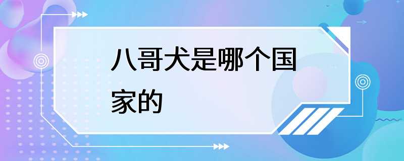 八哥犬是哪个国家的