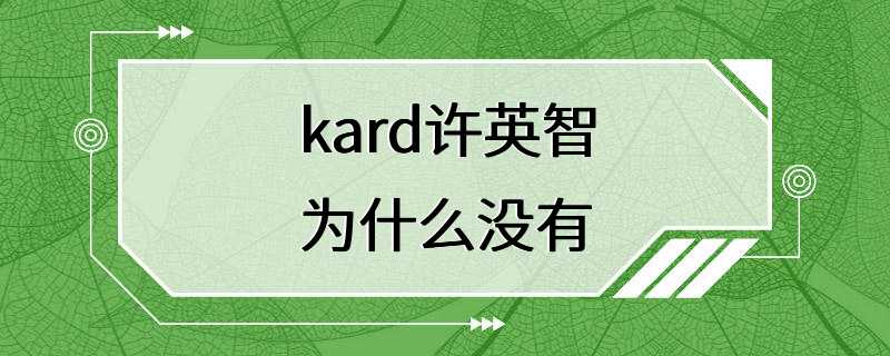 kard许英智为什么没有