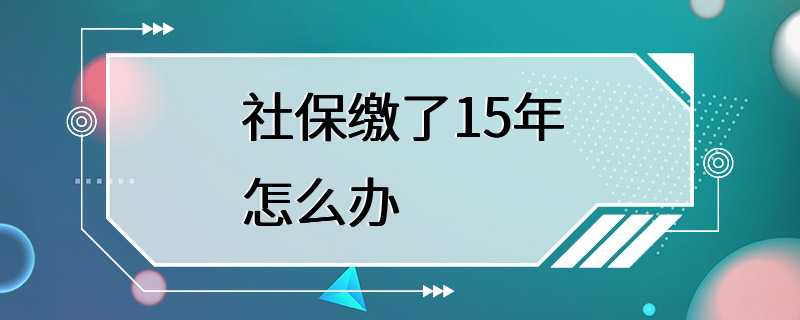 社保缴了15年怎么办