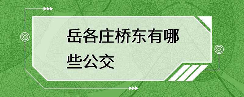 岳各庄桥东有哪些公交