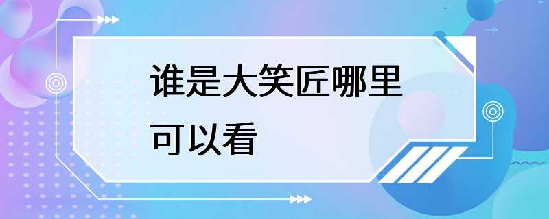 谁是大笑匠哪里可以看