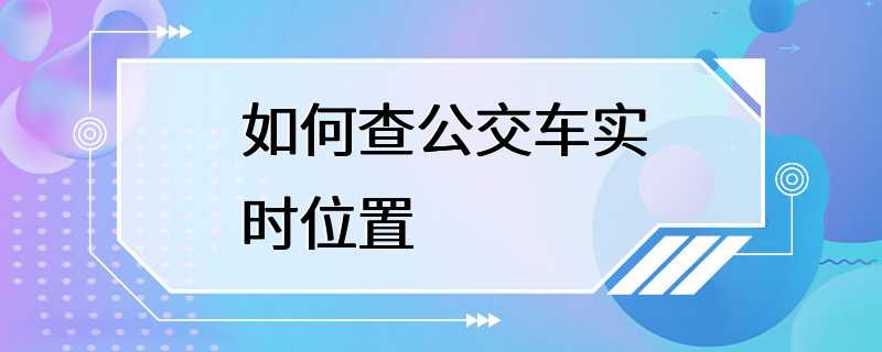 如何查公交车实时位置