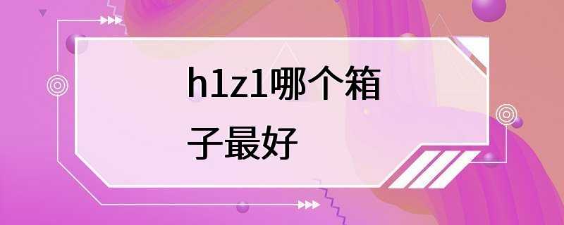 h1z1哪个箱子最好