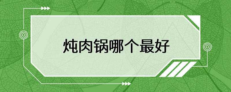 炖肉锅哪个最好