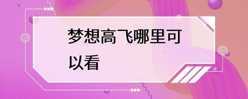 梦想高飞哪里可以看