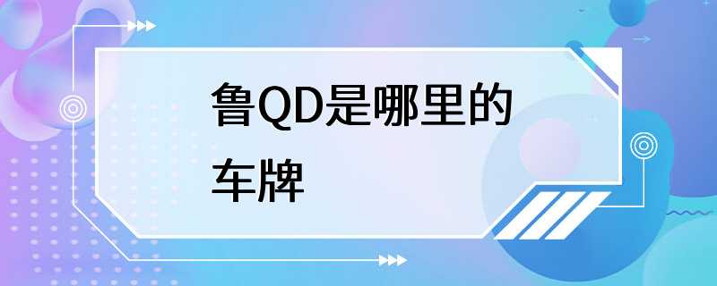 鲁QD是哪里的车牌