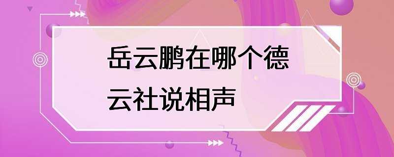 岳云鹏在哪个德云社说相声