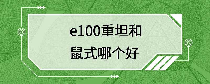 e100重坦和鼠式哪个好