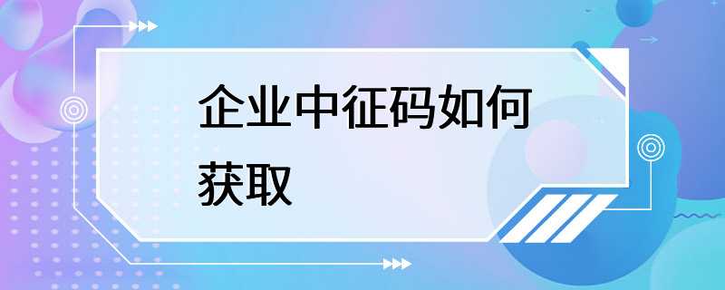 企业中征码如何获取