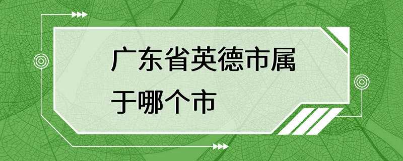 广东省英德市属于哪个市