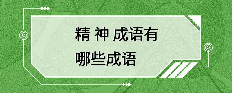 精 神 成语有哪些成语