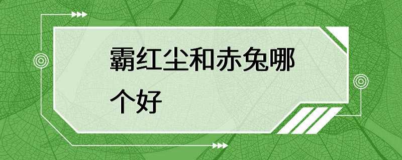 霸红尘和赤兔哪个好