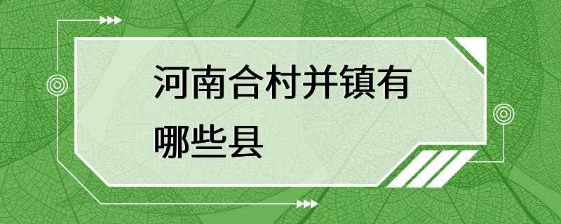 河南合村并镇有哪些县