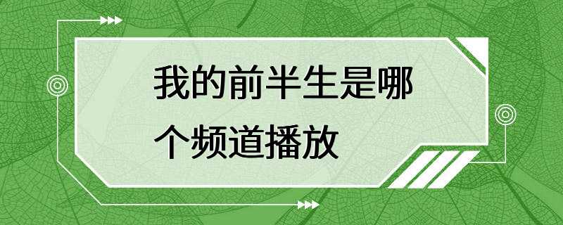 我的前半生是哪个频道播放