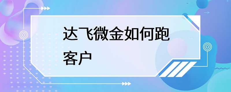 达飞微金如何跑客户