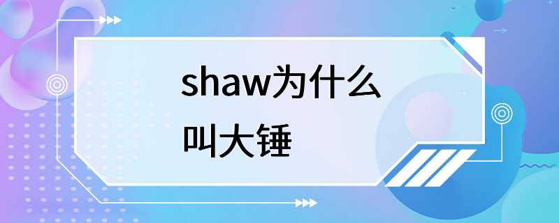 shaw为什么叫大锤