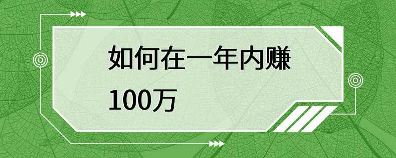 如何在一年内赚100万